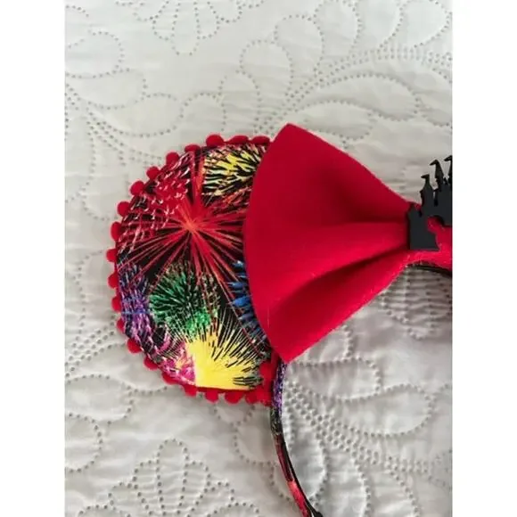 Disney Magic Kingdom Castle Fireworks Handmade Minnie Ears - Picture 3 of 5